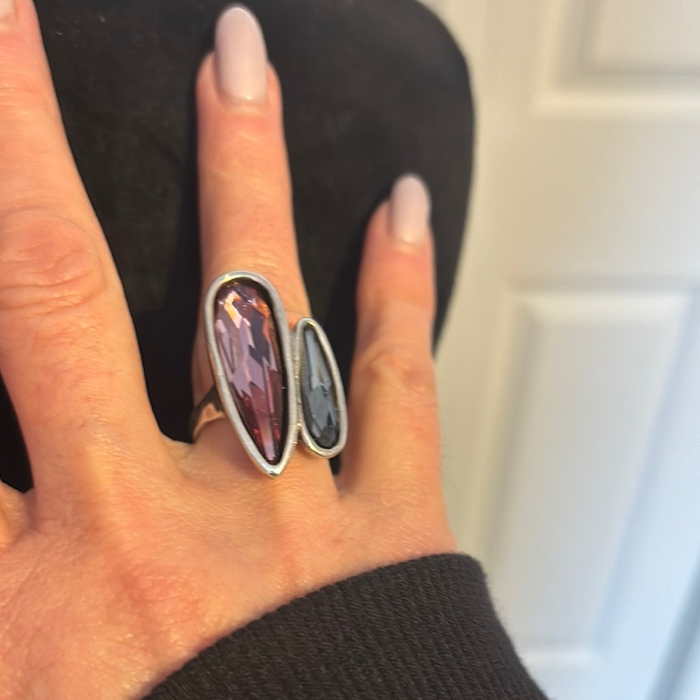 Striking Silver and Purple Gemstone Ring
